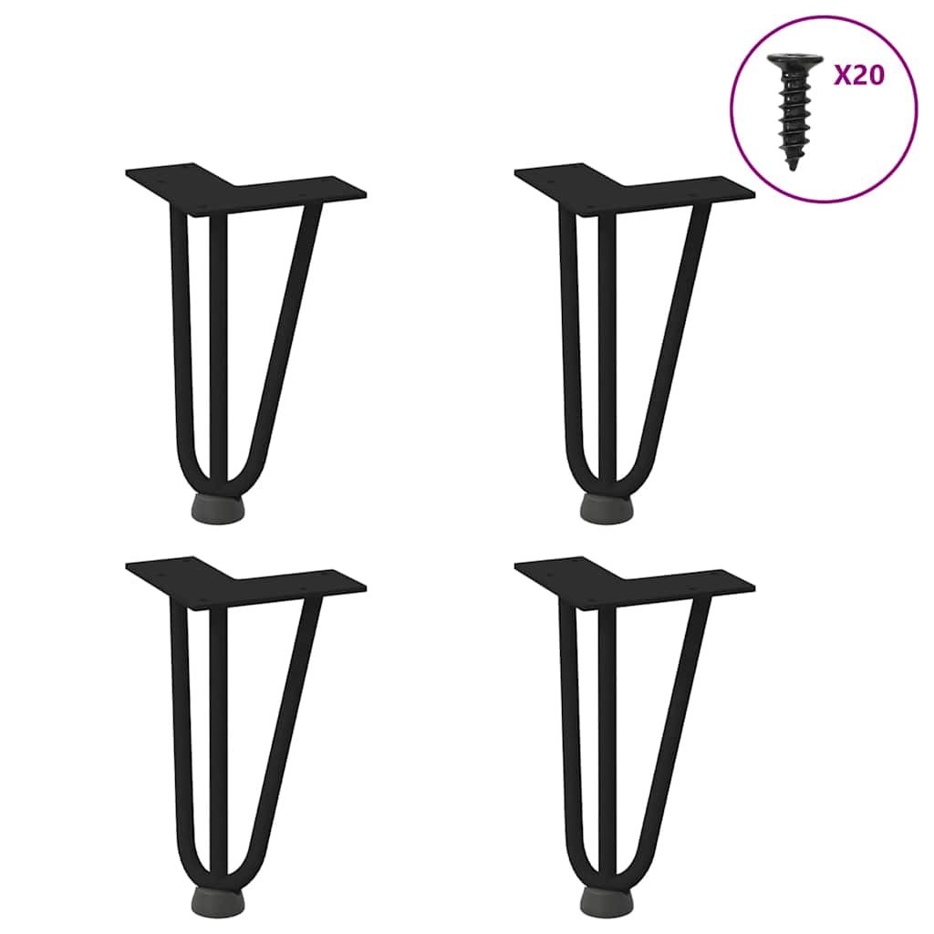 Hairpin Legs for Coffee Table 4 pcs Black 20 cm Solid Steel