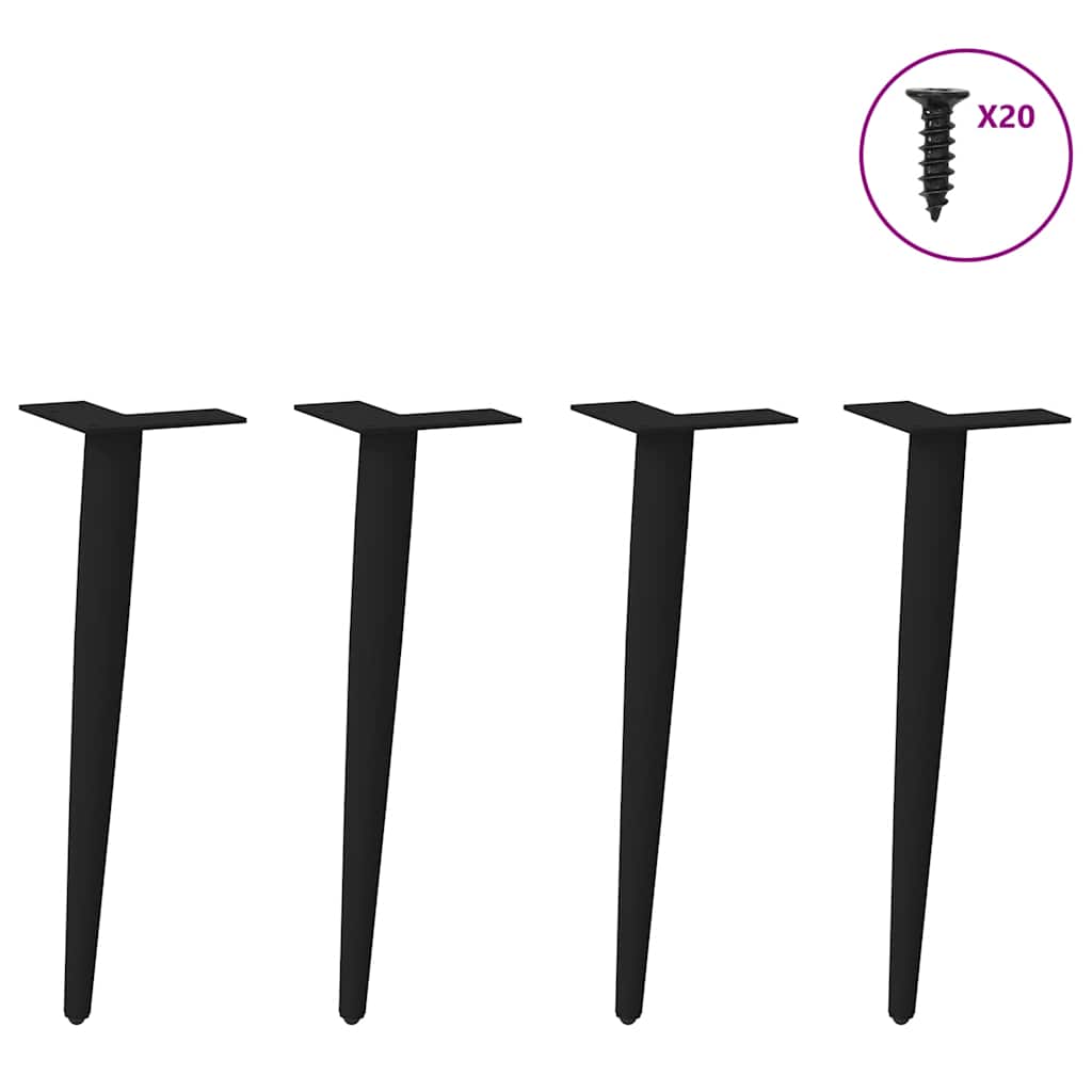 Coffee Table Legs Conical Shape 4 pcs Black 30-31 cm Steel