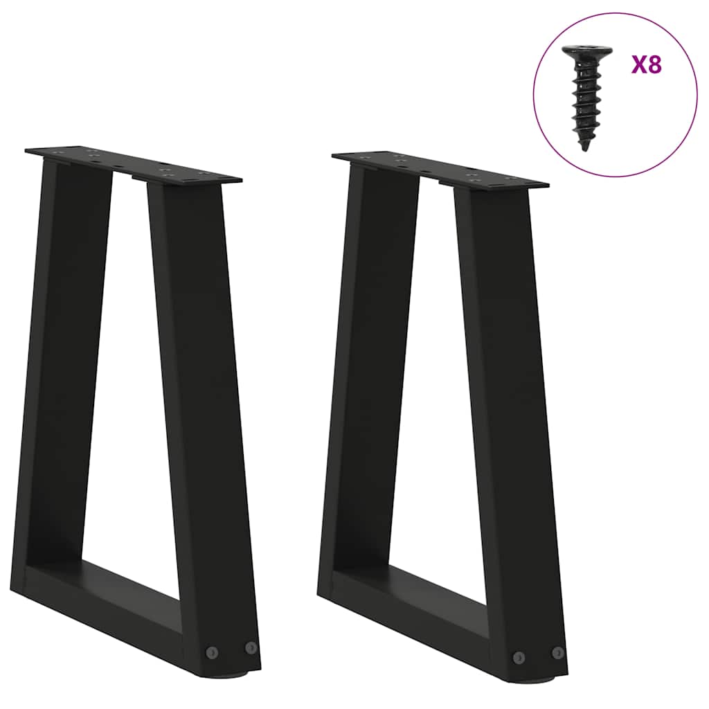 Dining Table Leg | Set of 2 | Black | Powder-coated steel | Medium
