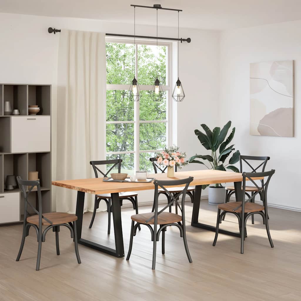 Dining Table Legs V-Shape 2 pcs Black 100x(72-73.3) cm Steel