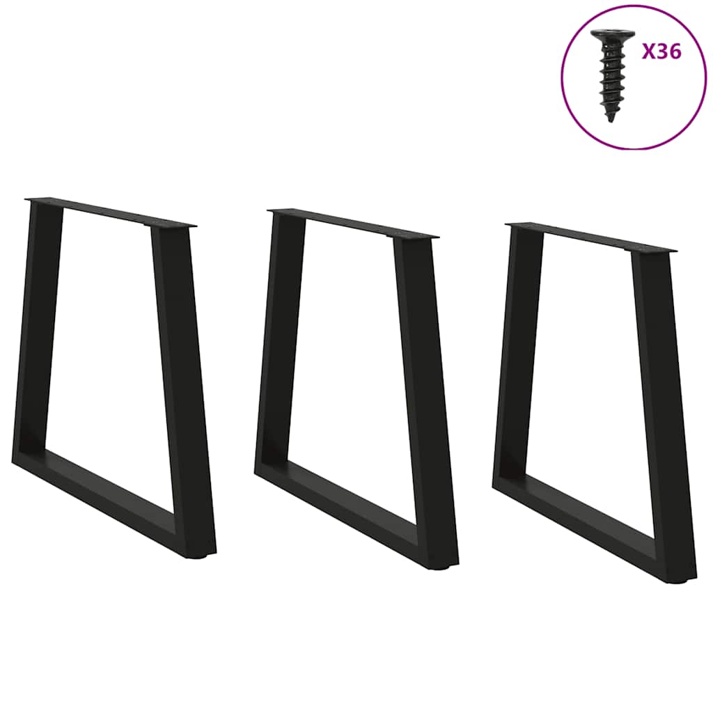 Dining Table Legs V-Shape 3 pcs Black 70x(72-73.3) cm Steel