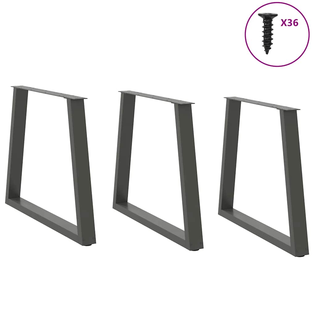 Dining Table Legs V-Shape 3 pcs Anthracite 70x(72-73.3) cm Steel