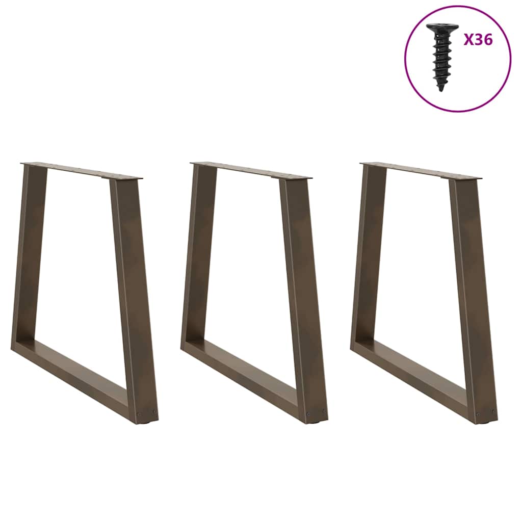 Dining Table Legs V-Shape 3 pcs Natural Steel 80x(72-73.3) cm Steel