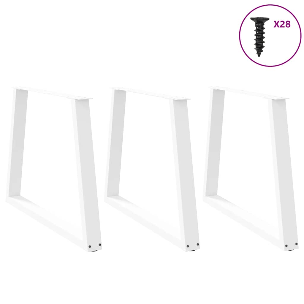 Dining Table Legs V-Shape 3 pcs White 90x(72-73.3) cm Steel