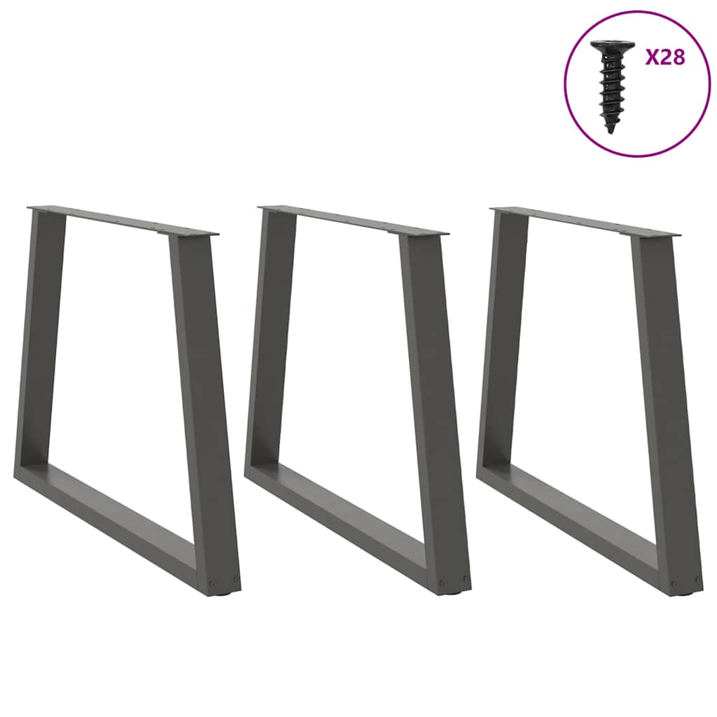 Dining Table Legs V-Shape 3 pcs Anthracite 100x(72-73.3) cm Steel