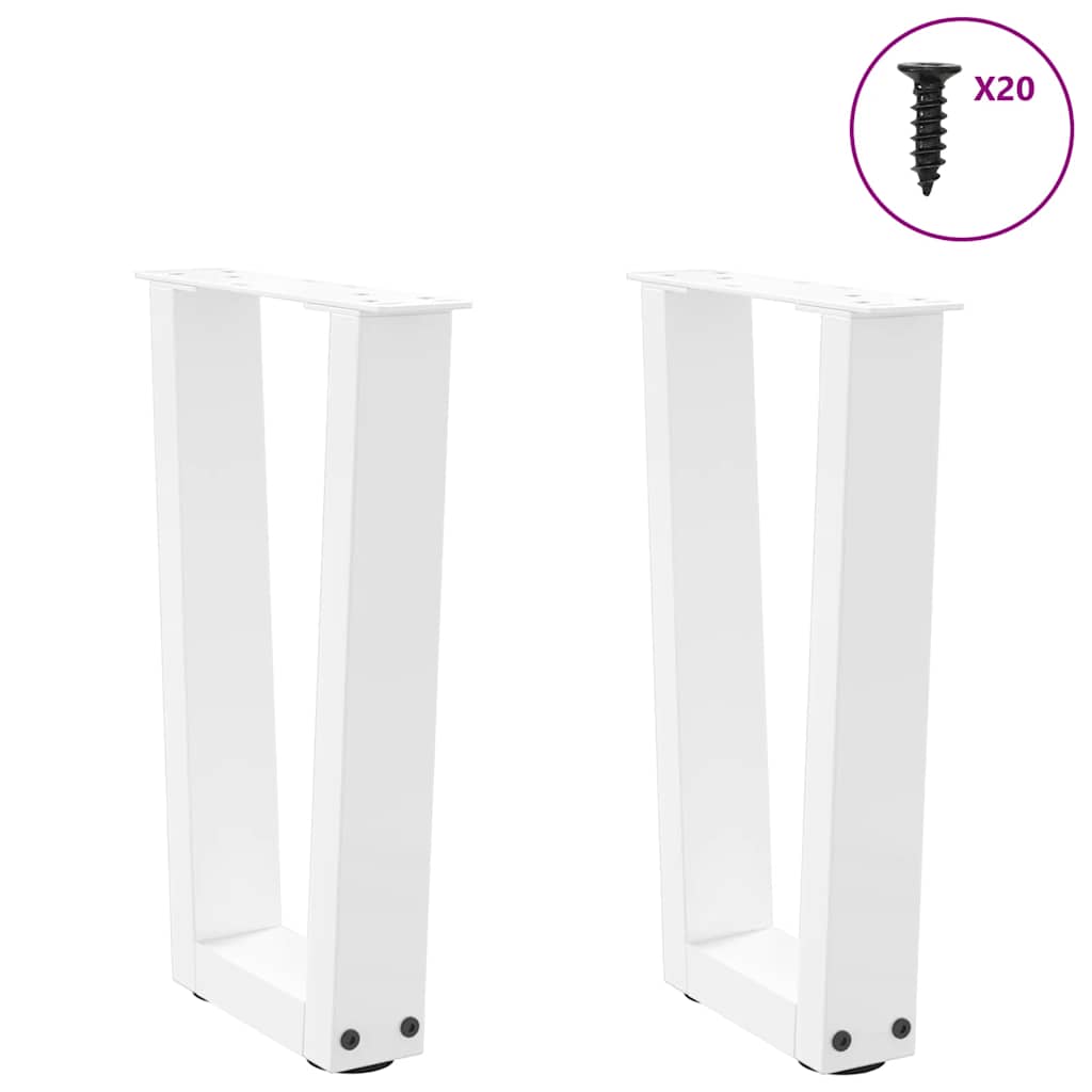 Coffee Table Legs V-Shape 2 pcs White 38x(42-43.3) cm Steel
