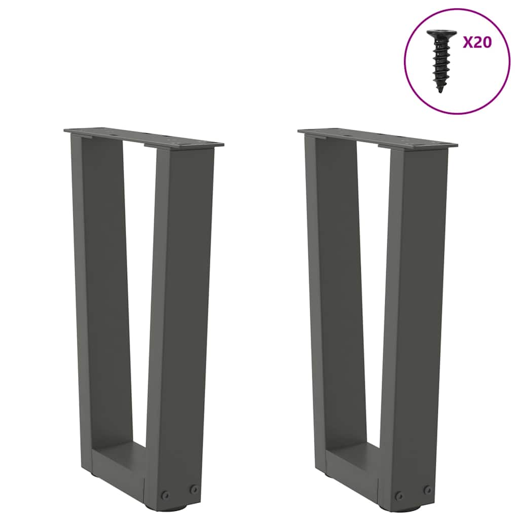 Coffee Table Legs V-Shape 2 pcs Anthracite 38x(42-43.3) cm Steel