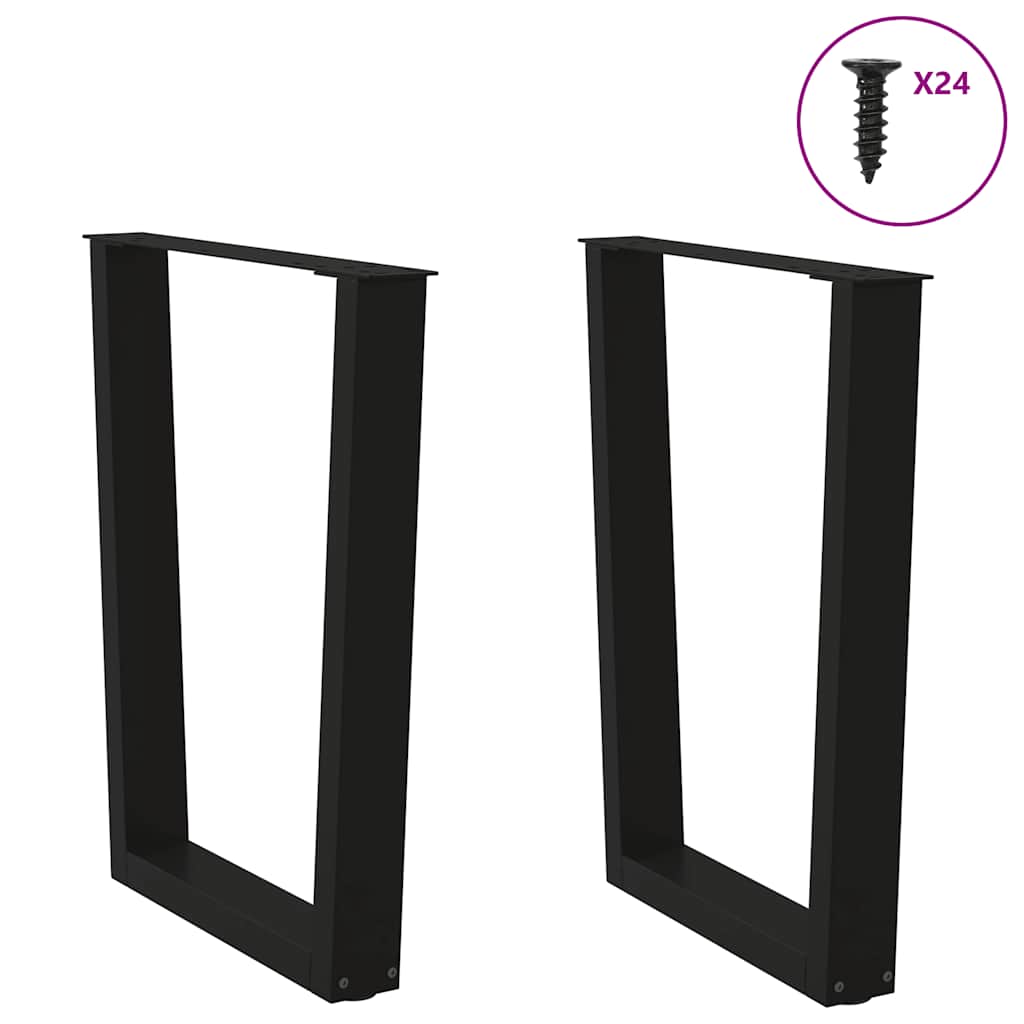 Dining Table Leg | Black | Powder-coated steel | 60 cm wide