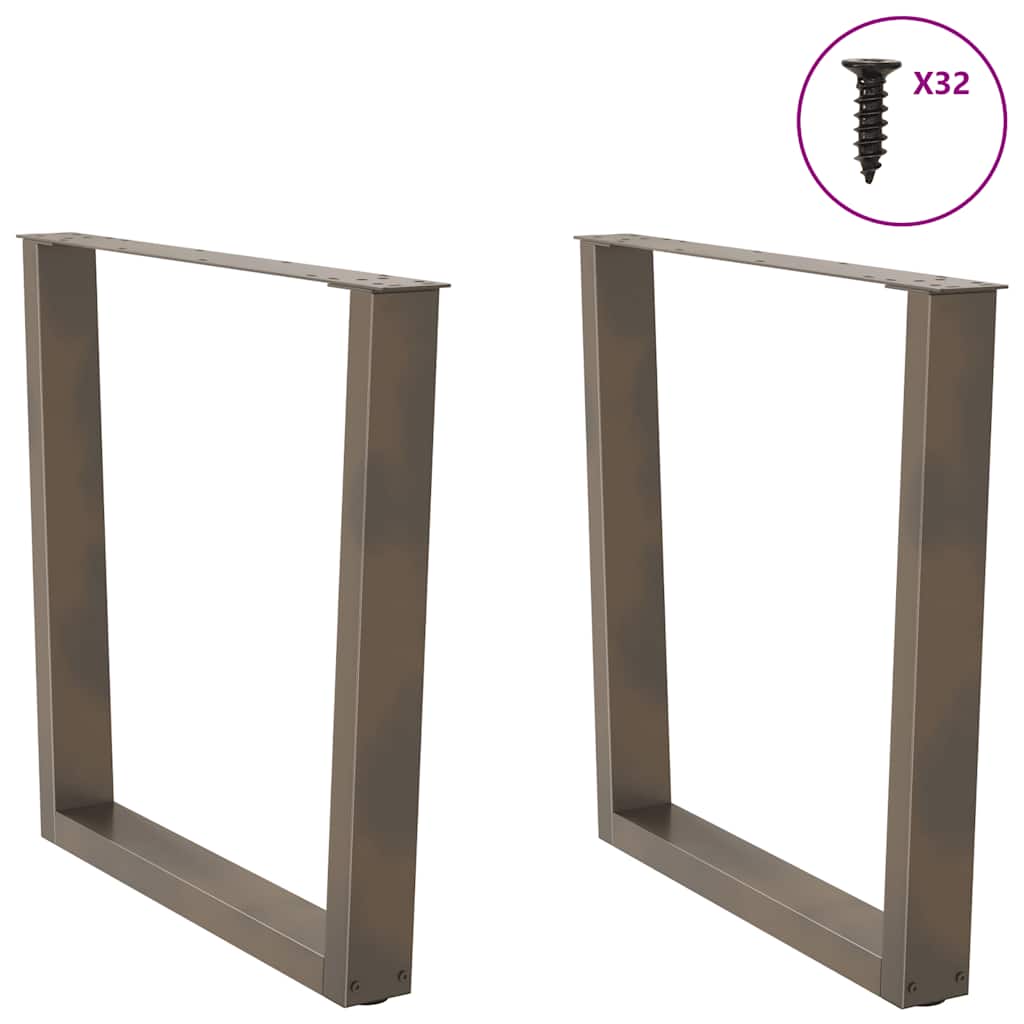 Dining Table Legs V-Shape 2 pcs Natural Steel 90x(72-73.3) cm Steel