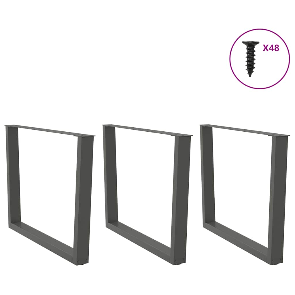 Dining Table Legs V-Shape 3 pcs Anthracite 100x(72-73.3) cm Steel