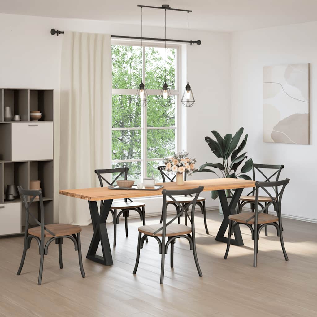 Dining Table Legs 2 pcs Black 50x(72-73.3) cm Steel