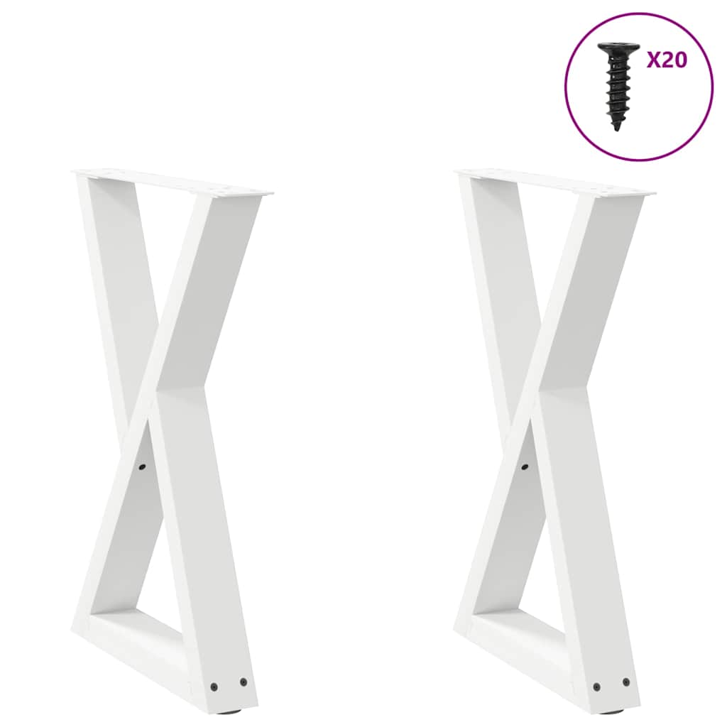 Dining Table Legs 2 pcs White 60x(72-73.3) cm Steel