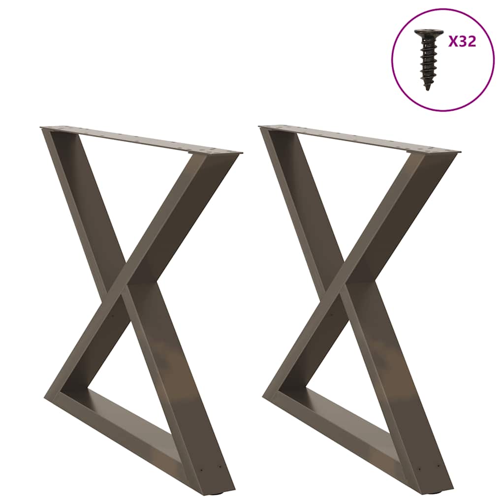 Dining Table Legs 2 pcs Natural Steel 90x(72-73.3) cm Steel