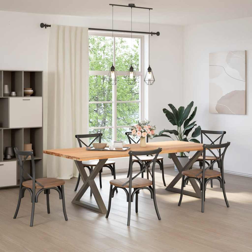 Dining Table Legs 2 pcs Natural Steel 90x(72-73.3) cm Steel