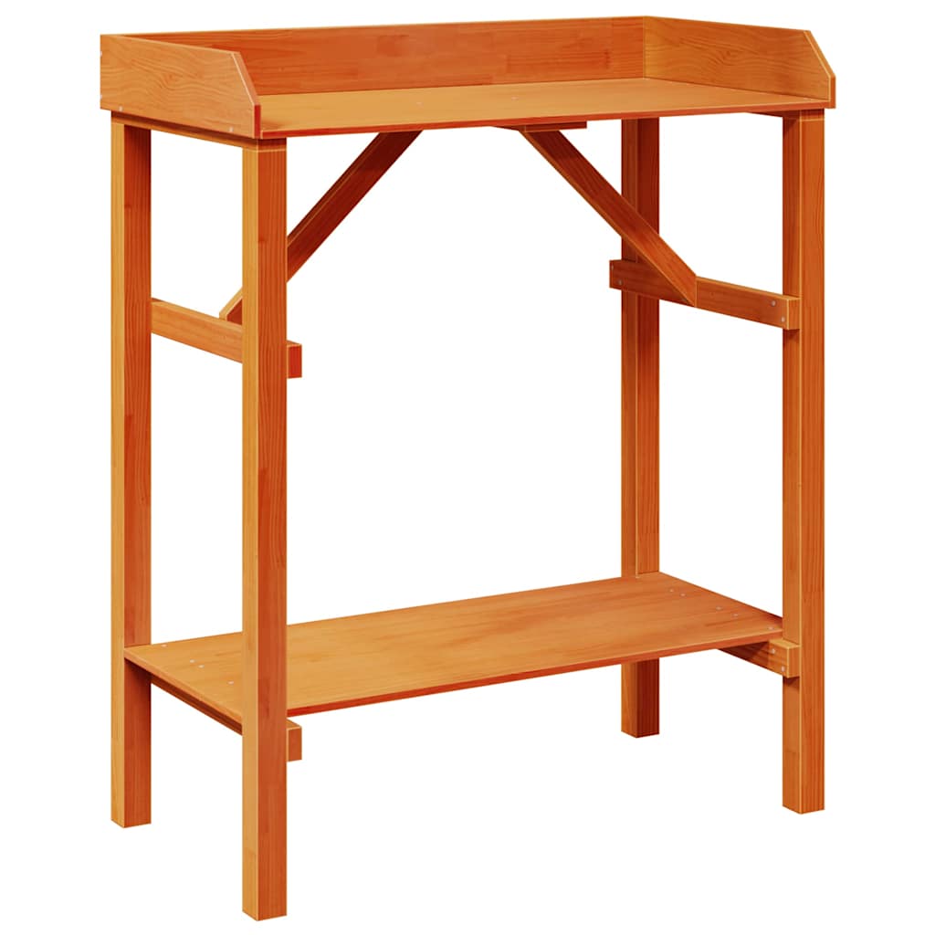 Potting Table with Shelf Brown 75 x 40 x 90 cm Solid Pine Wood