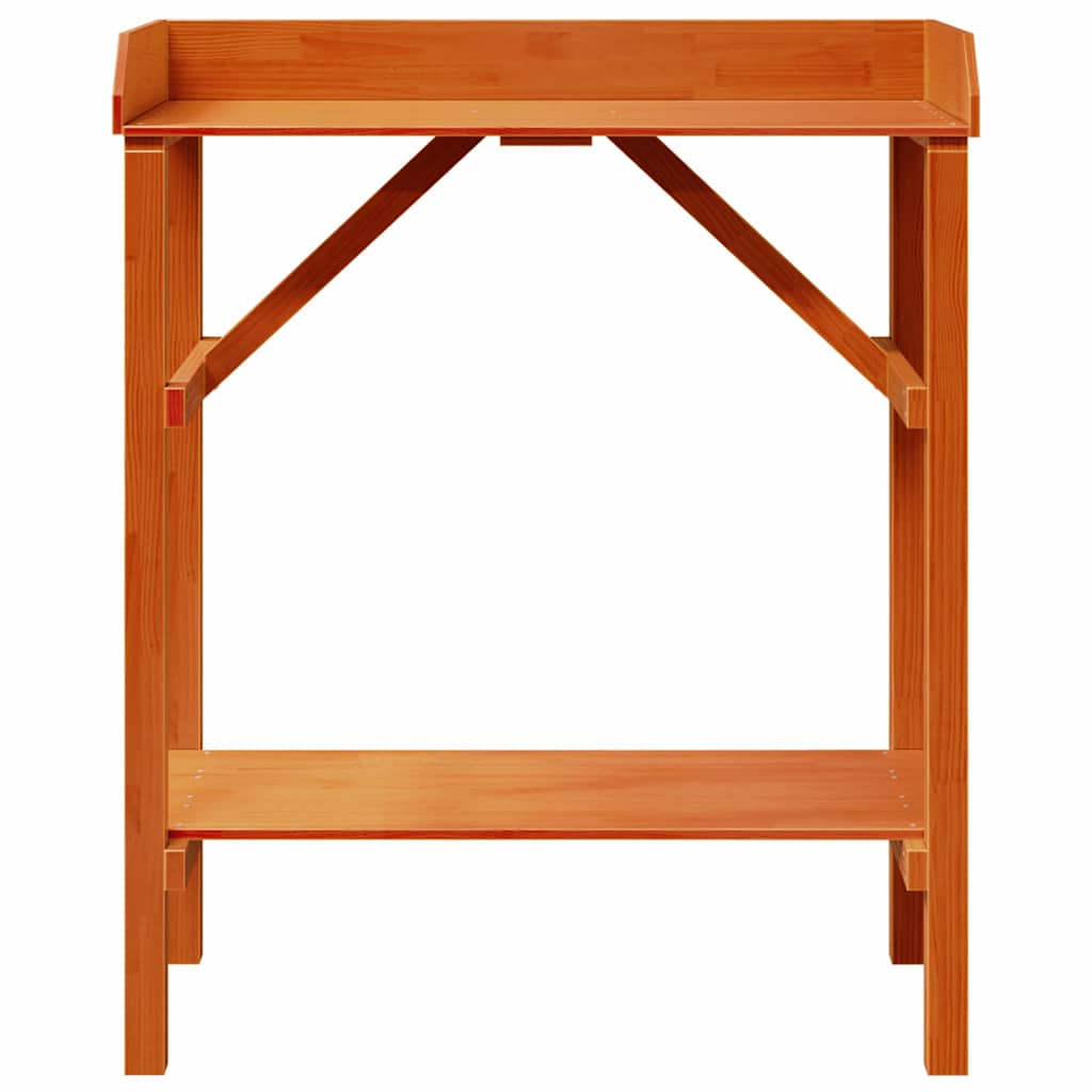 Potting Table with Shelf Brown 75 x 40 x 90 cm Solid Pine Wood