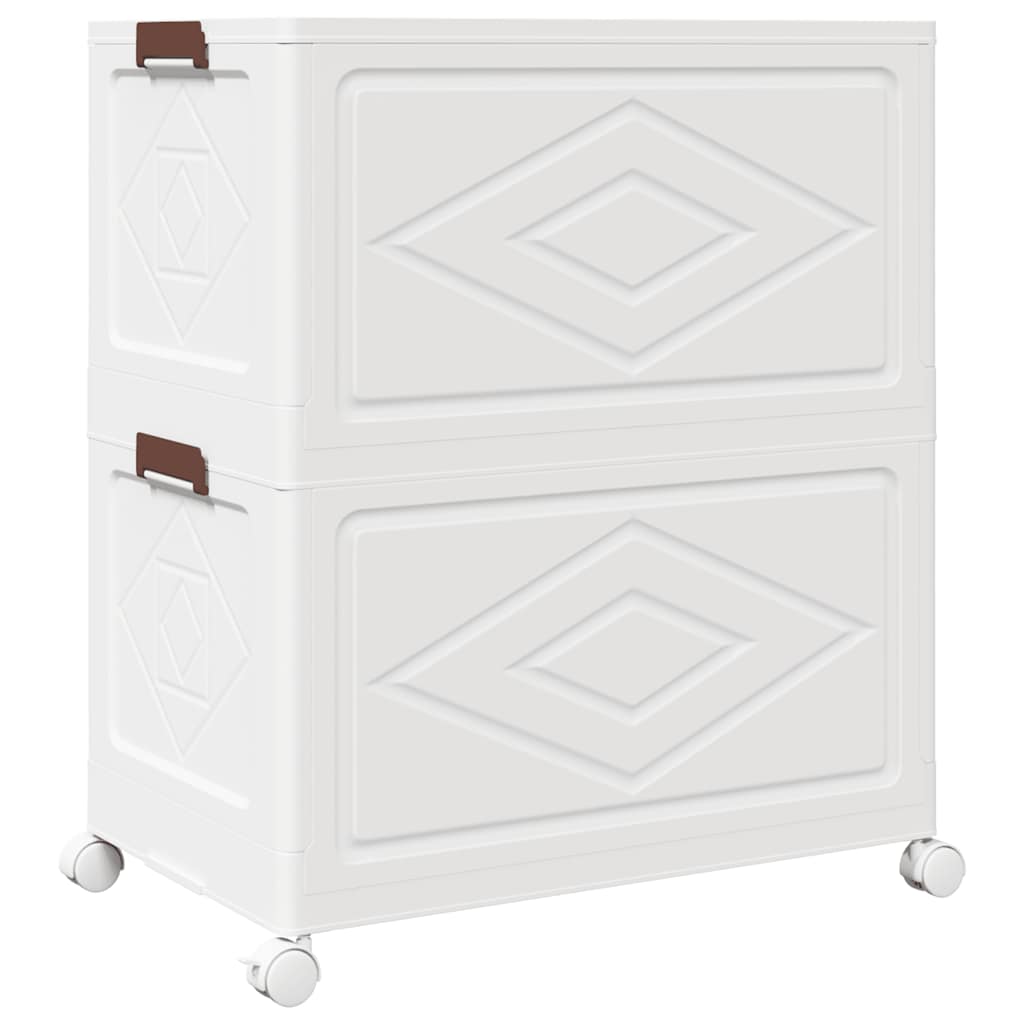 Stackable Storage Box with Wheels 2-Tier 75 L 64x40x76 cm