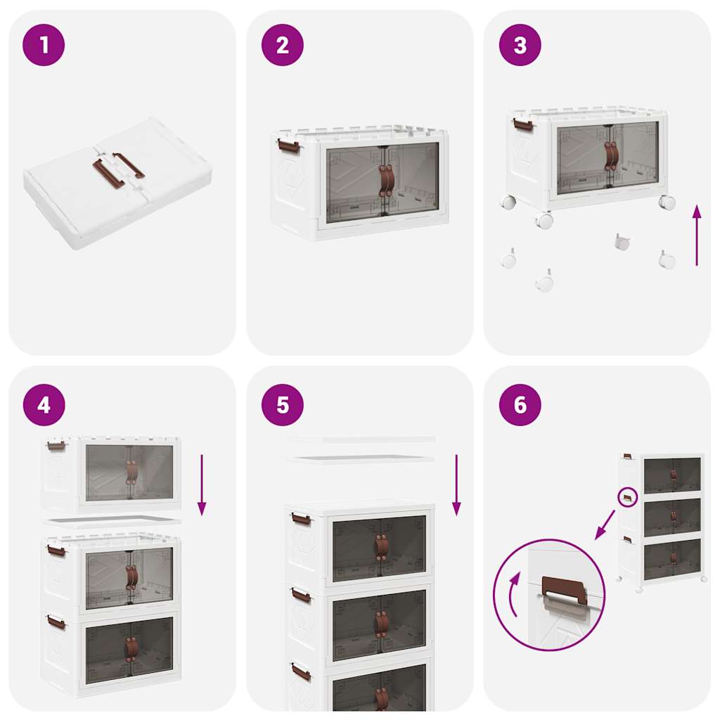 Stackable Storage Box with Wheels 3-Tier 75 L 64x39.5x110.5 cm