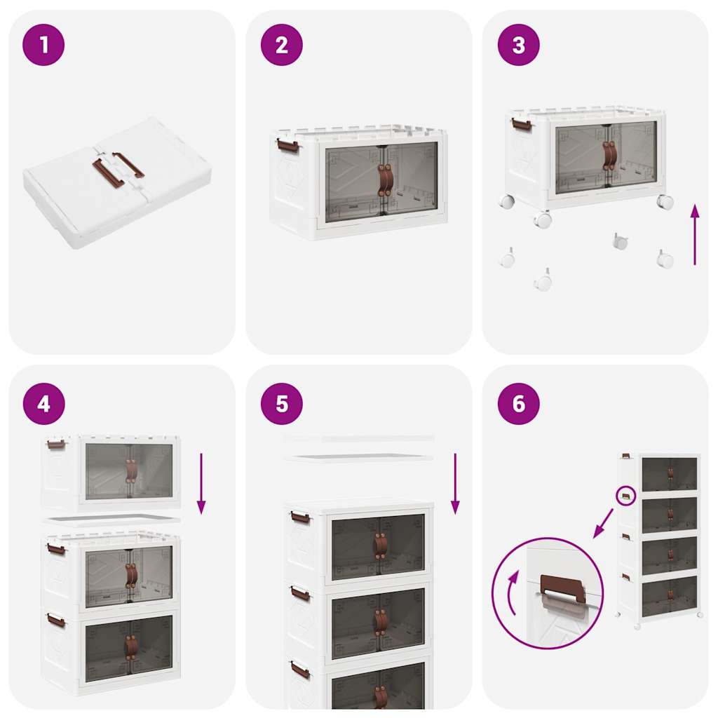 Stackable Storage Box with Wheels 4-Tier 75 L 64x40x141,5 cm