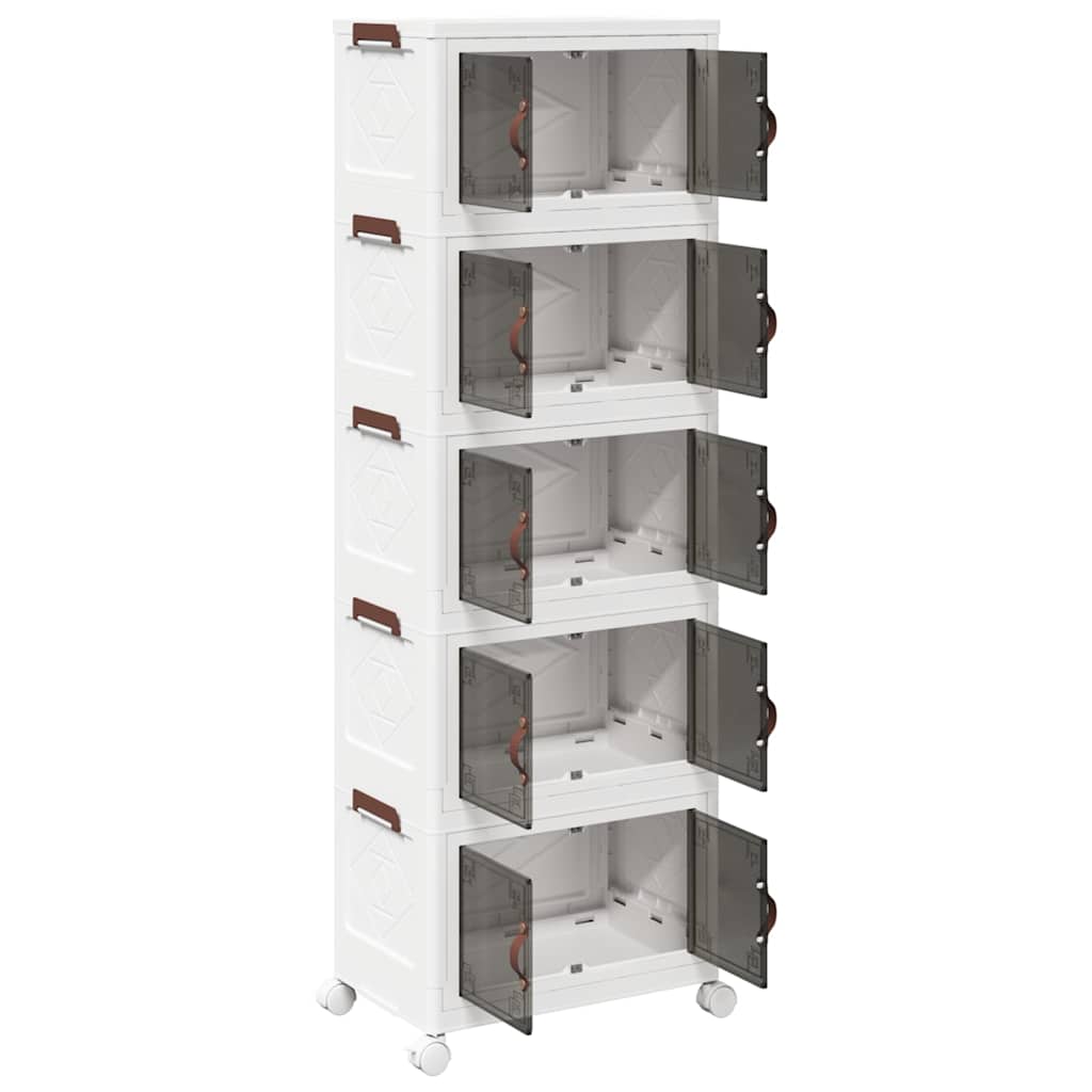 Stackable Storage Box with Wheels 5-Tier 28 L 48,5x29,5x139 cm