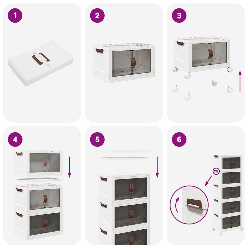 Stackable Storage Box with Wheels 5-Tier 28 L 48,5x29,5x139 cm