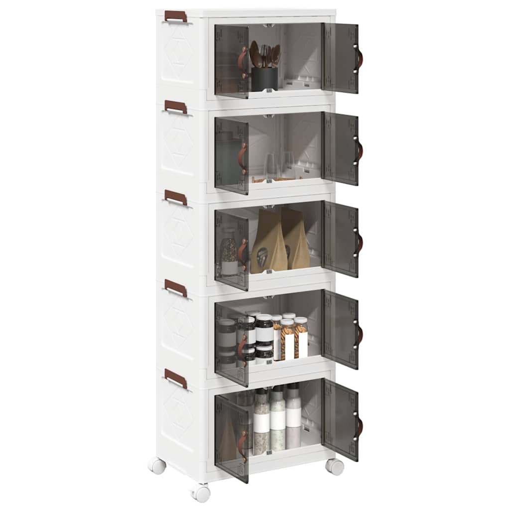 Stackable Storage Box with Wheels 5-Tier 28 L 48,5x29,5x139 cm