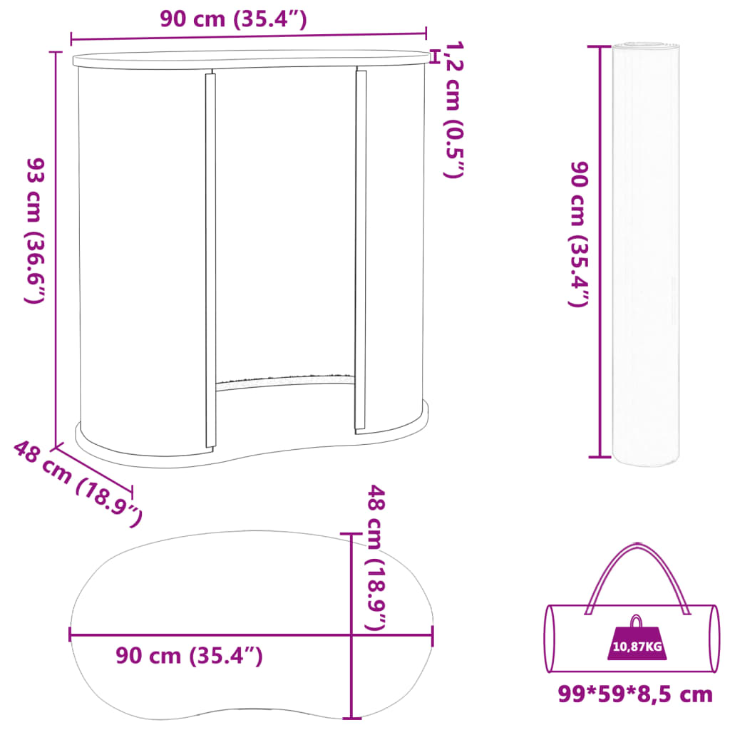 Trade Show Counter Foldable 90x48x93 cm Engineered Wood