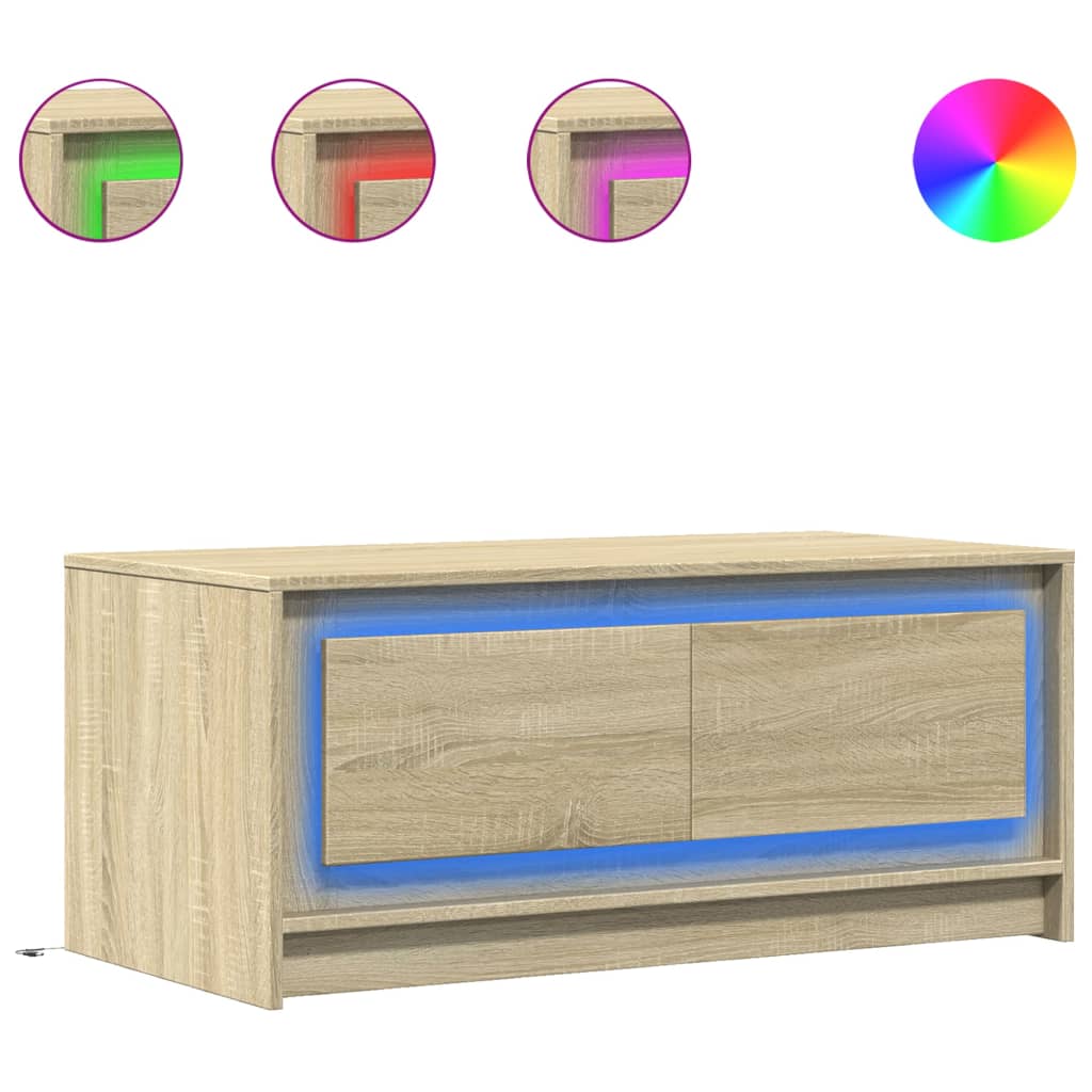 Coffee Table with LED Lights Sonoma Oak Engineered Wood