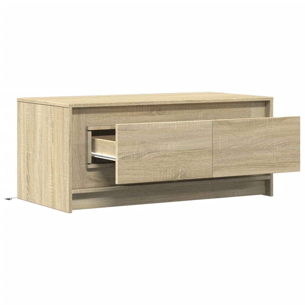 Coffee Table with LED Lights Sonoma Oak Engineered Wood