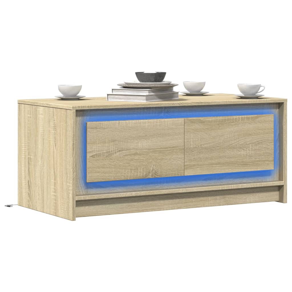 Coffee Table with LED Lights Sonoma Oak Engineered Wood