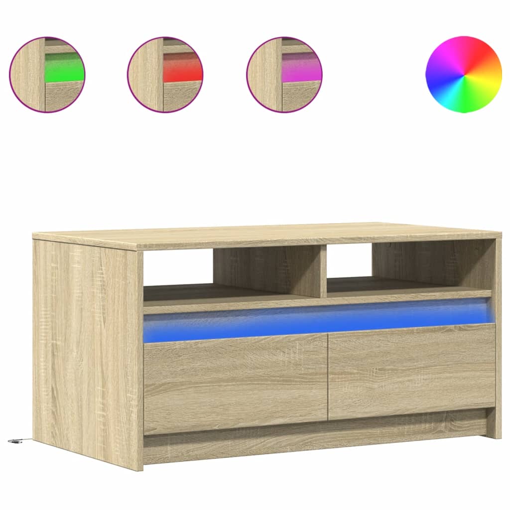 Coffee Table with LED Lights Sonoma Oak Engineered Wood