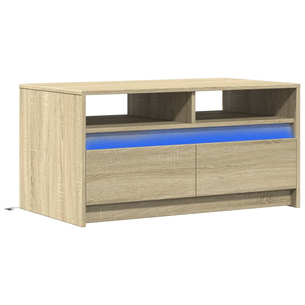 Coffee Table with LED Lights Sonoma Oak Engineered Wood