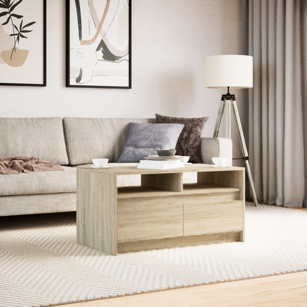 Coffee Table with LED Lights Sonoma Oak Engineered Wood