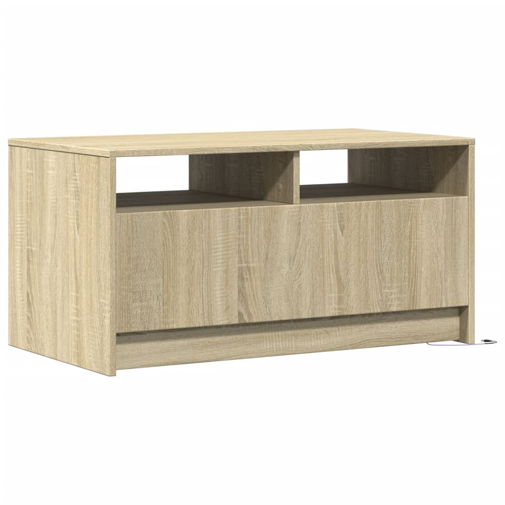 Coffee Table with LED Lights Sonoma Oak Engineered Wood
