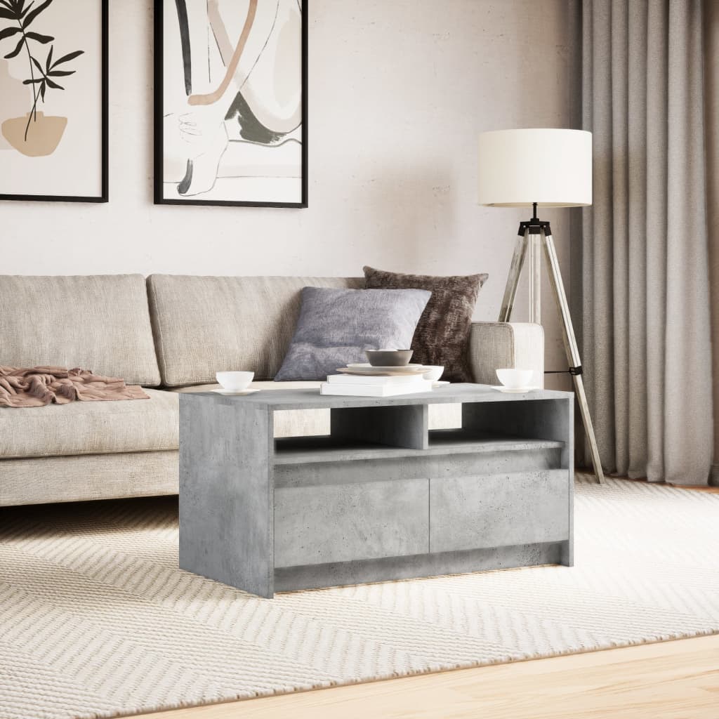 Coffee Table with LED Lights Concrete Grey Engineered Wood
