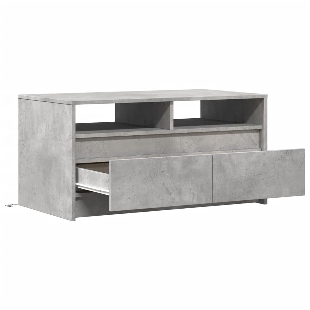 Coffee Table with LED Lights Concrete Grey Engineered Wood