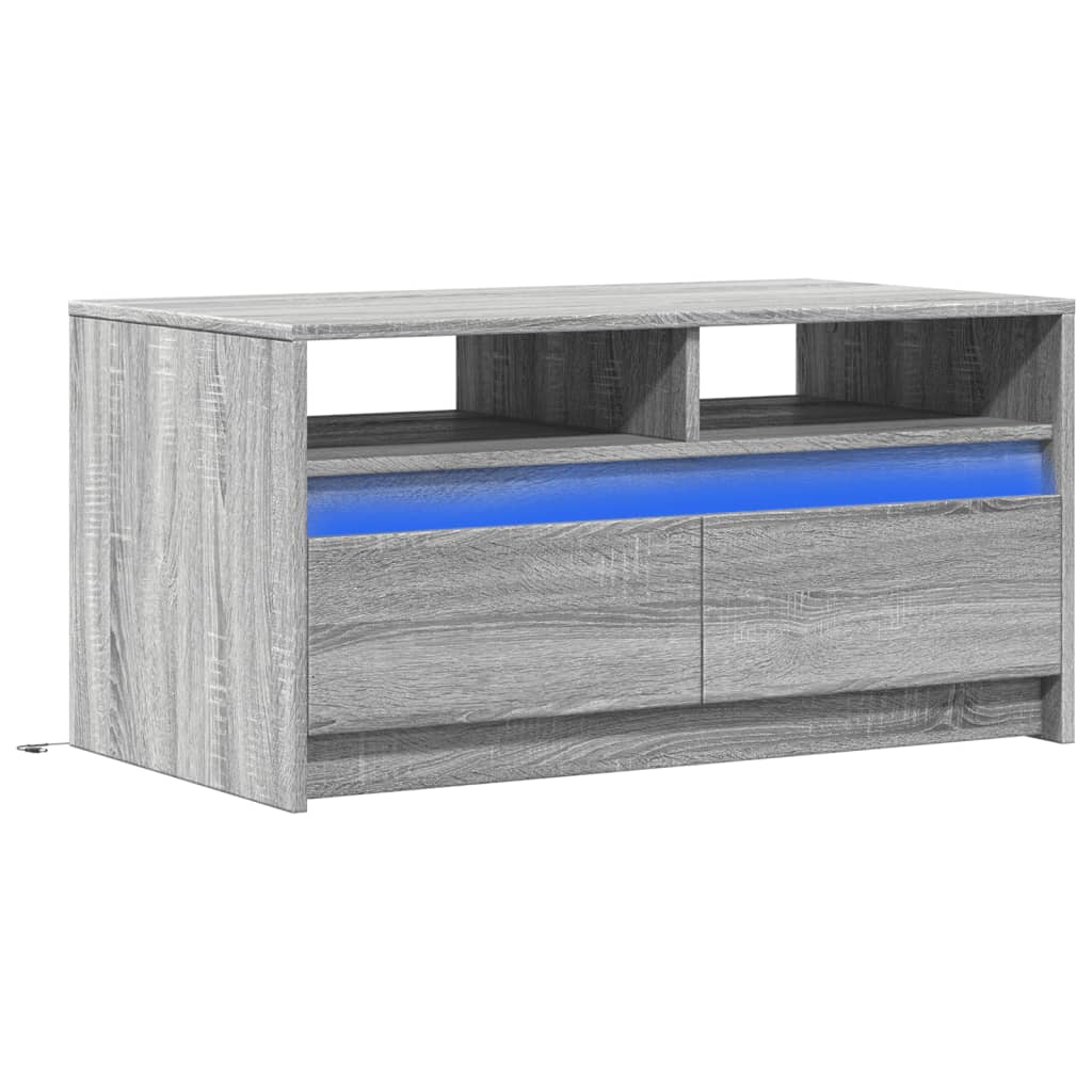 Coffee Table with LED Lights Grey Sonoma Engineered Wood