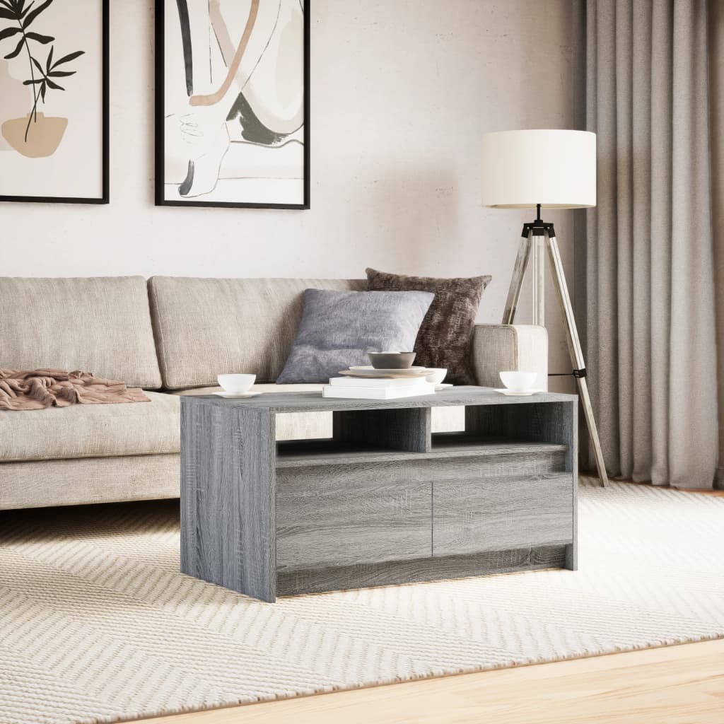Coffee Table with LED Lights Grey Sonoma Engineered Wood
