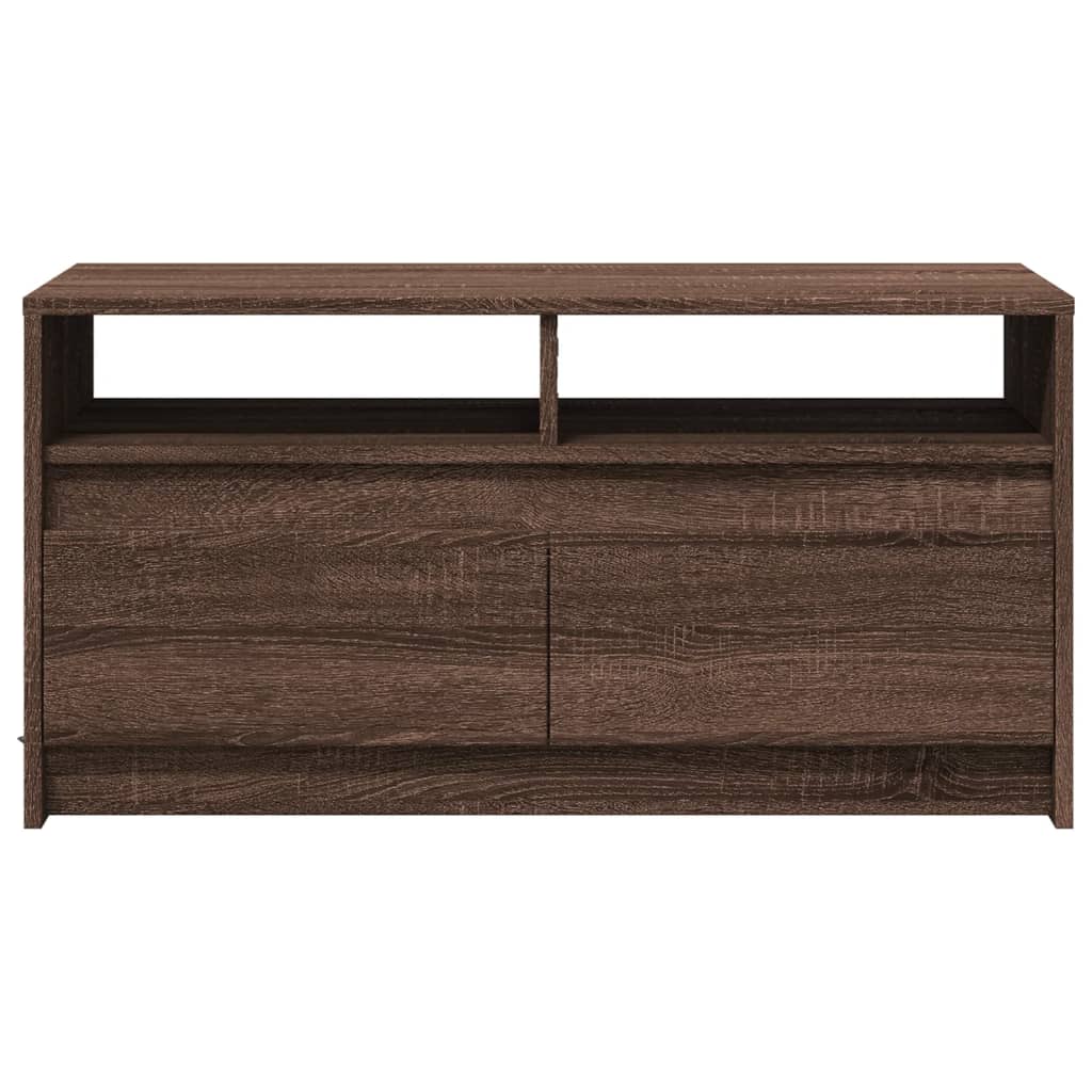 Coffee Table with LED Lights Brown Oak Engineered Wood