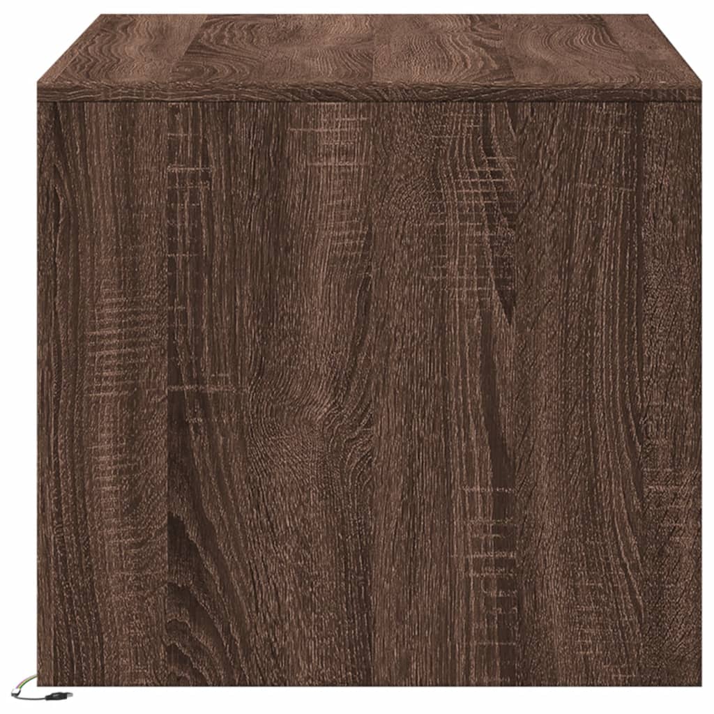 Coffee Table with LED Lights Brown Oak Engineered Wood