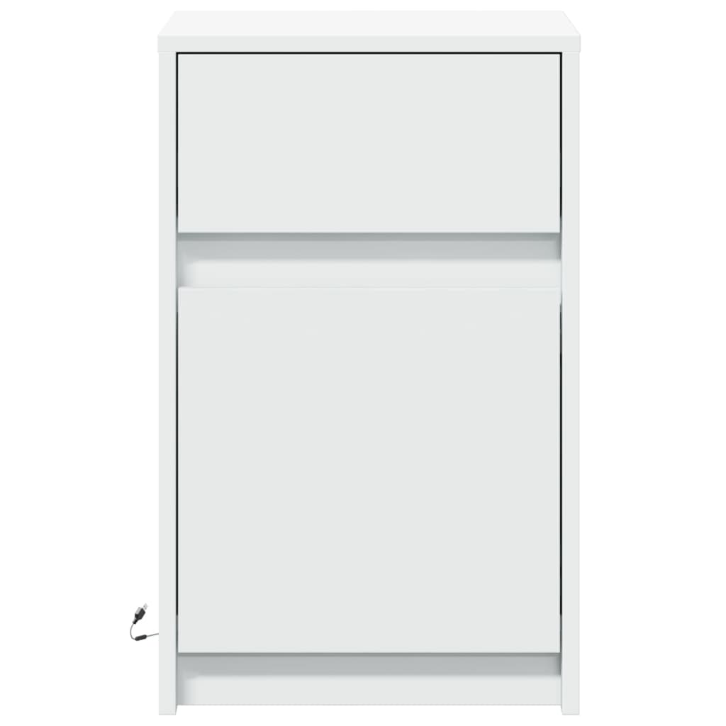 vidaXL Bedside Cabinets with LED Lights 2 pcs White Engineered Wood