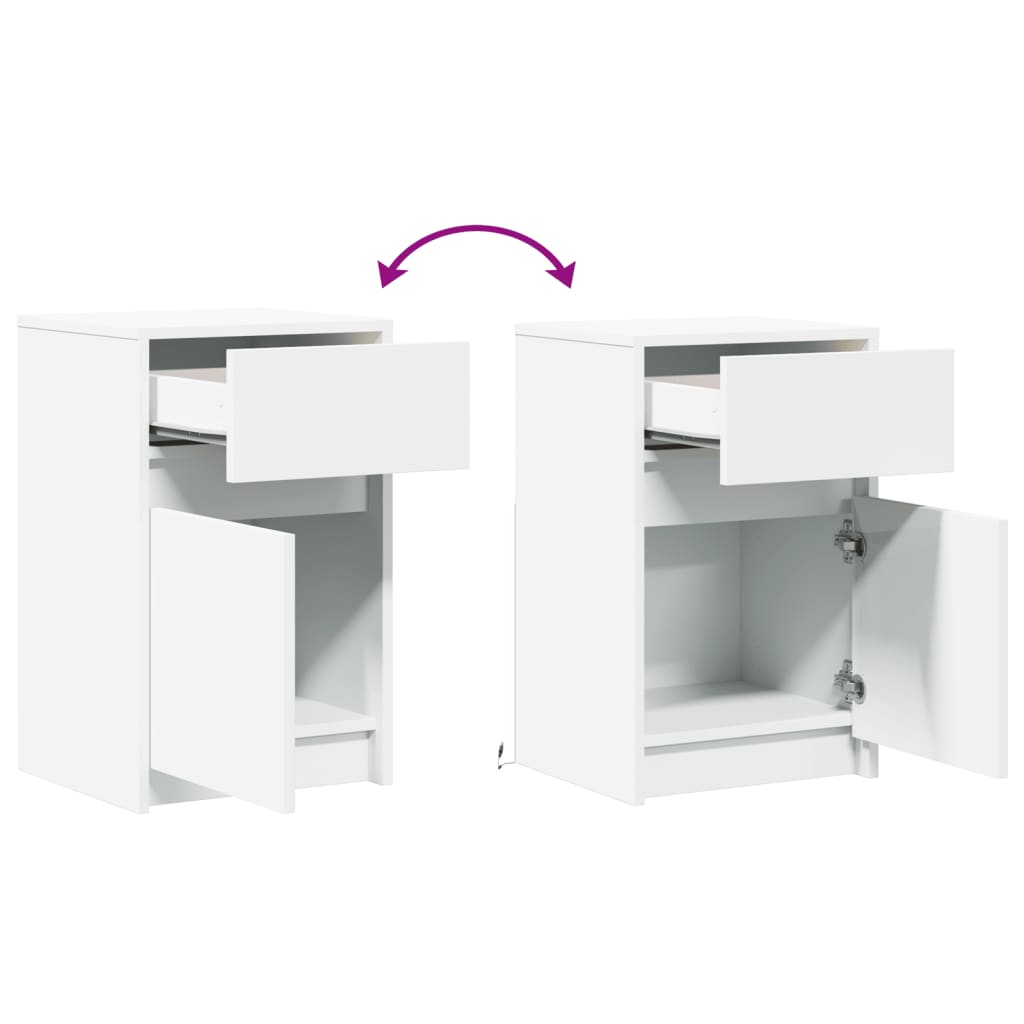 vidaXL Bedside Cabinets with LED Lights 2 pcs White Engineered Wood