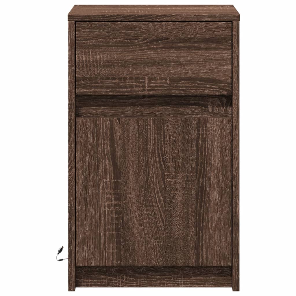 vidaXL Bedside Cabinets with LED Lights 2 pcs Brown Oak Engineered Wood