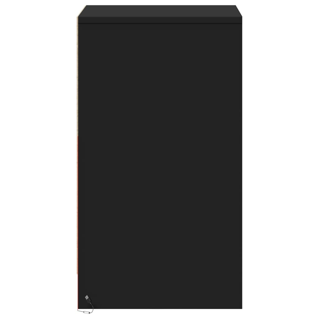 Bedside Cabinet with LED Lights Black Engineered Wood