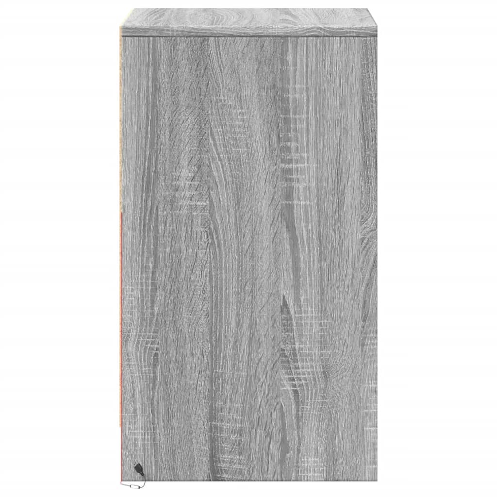 vidaXL Bedside Cabinet with LED Lights Grey Sonoma Engineered Wood