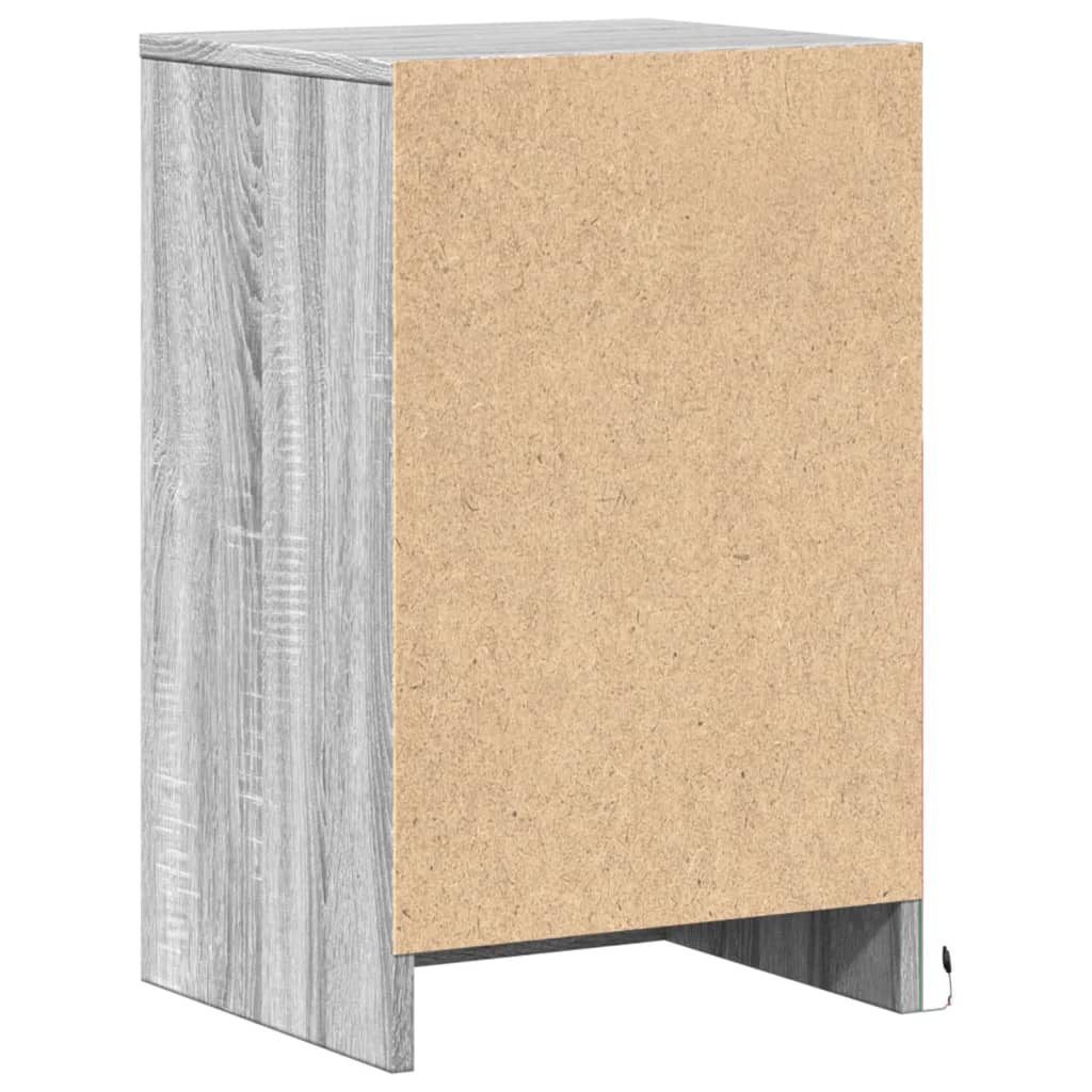 vidaXL Bedside Cabinet with LED Lights Grey Sonoma Engineered Wood