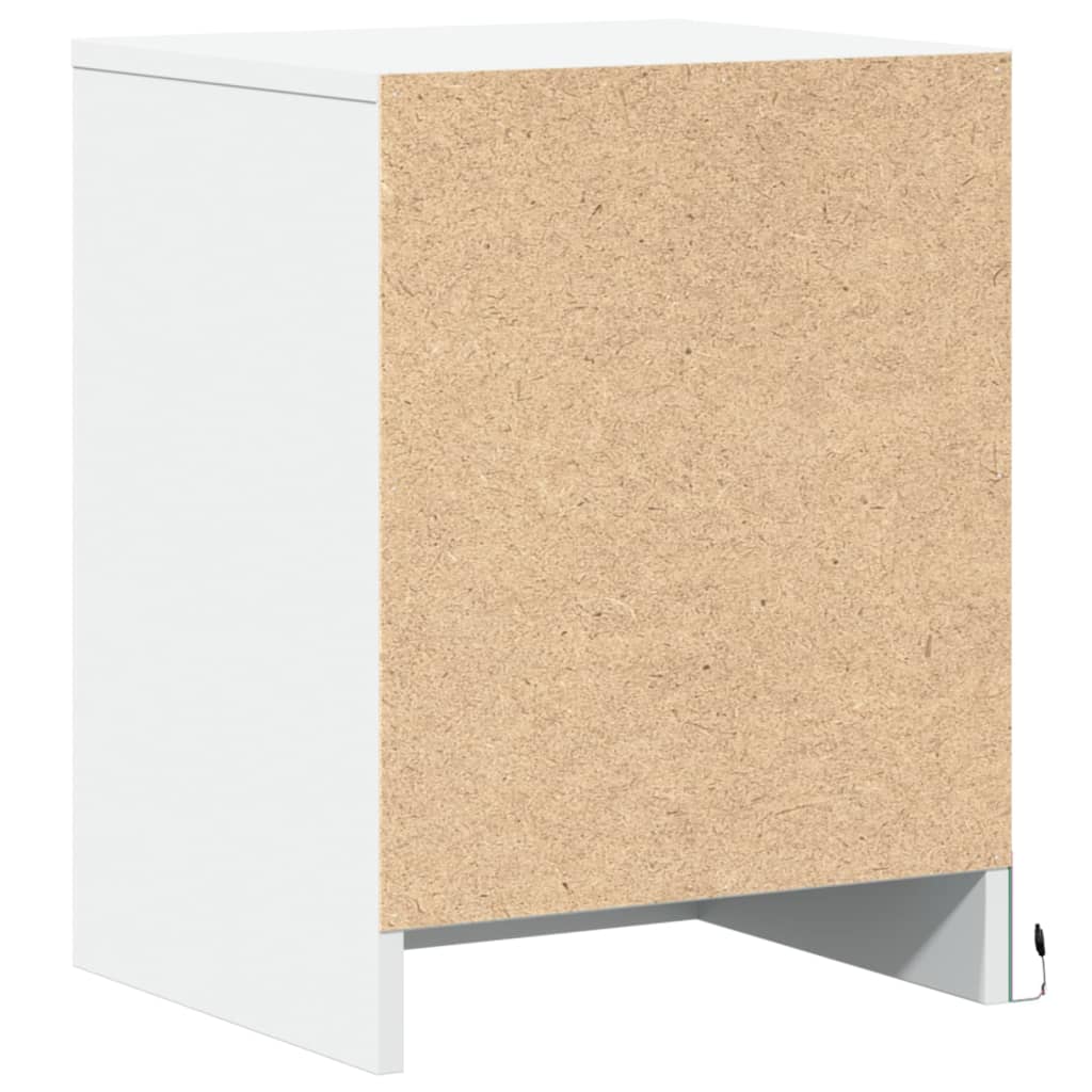 vidaXL Bedside Cabinet with LED Lights White Engineered Wood
