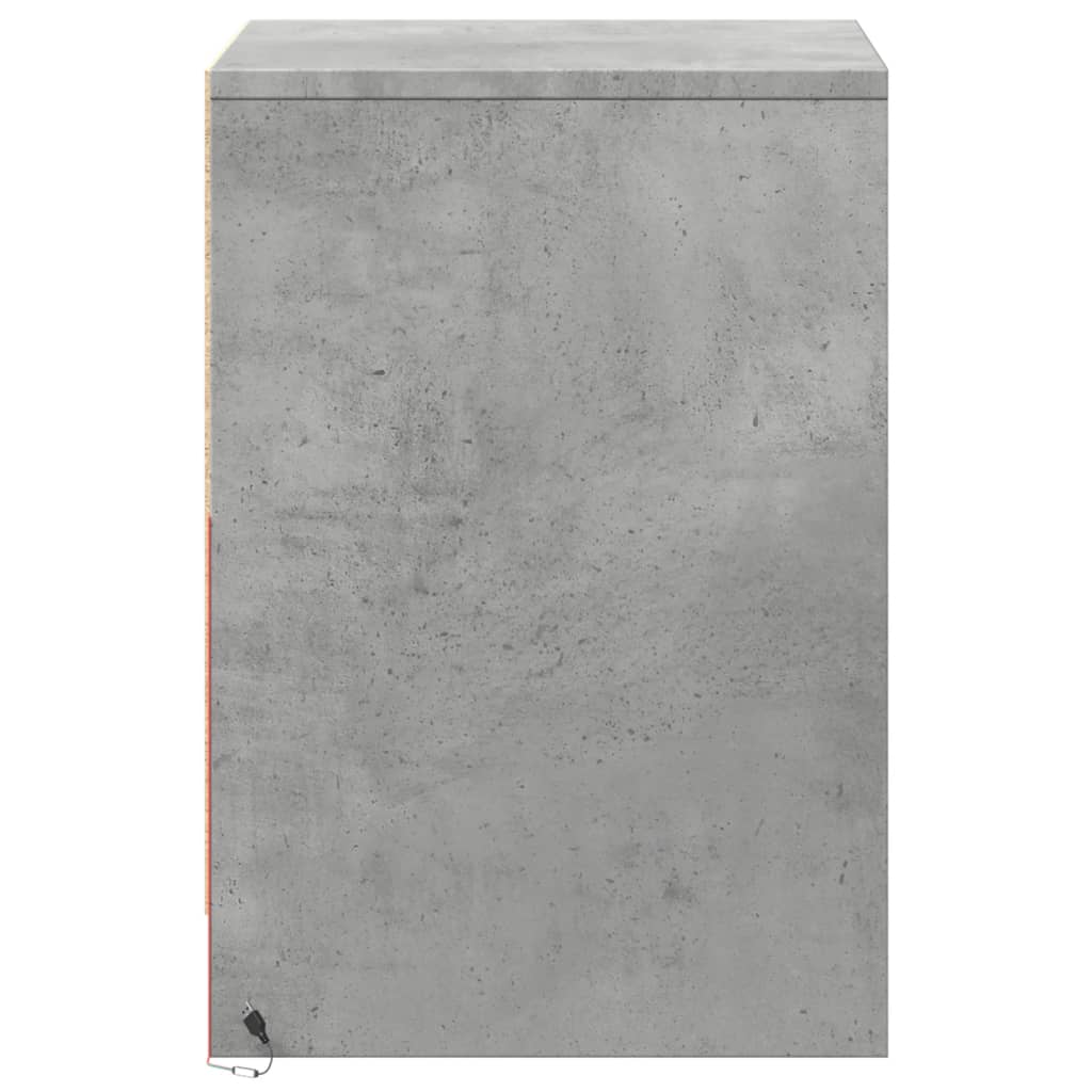 vidaXL Bedside Cabinet with LED Lights Concrete Grey Engineered Wood