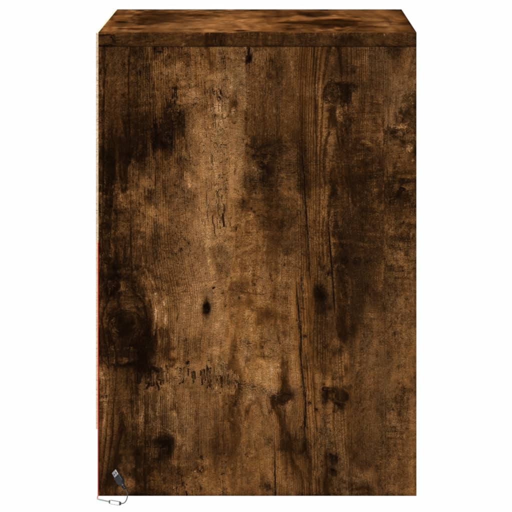 Bedside Cabinets with LED Lights 2 pcs Smoked Oak