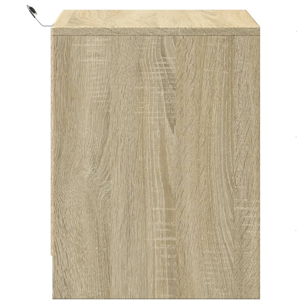 vidaXL Bedside Cabinet with LED Lights Sonoma Oak Engineered Wood
